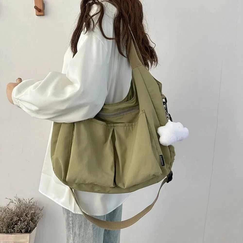 

Casual Oxford Cloth Shoulder Bag Large Capacity Portable Nylon Crossbody Bag Handbag Solid Color Lightweight Tote Bag Students