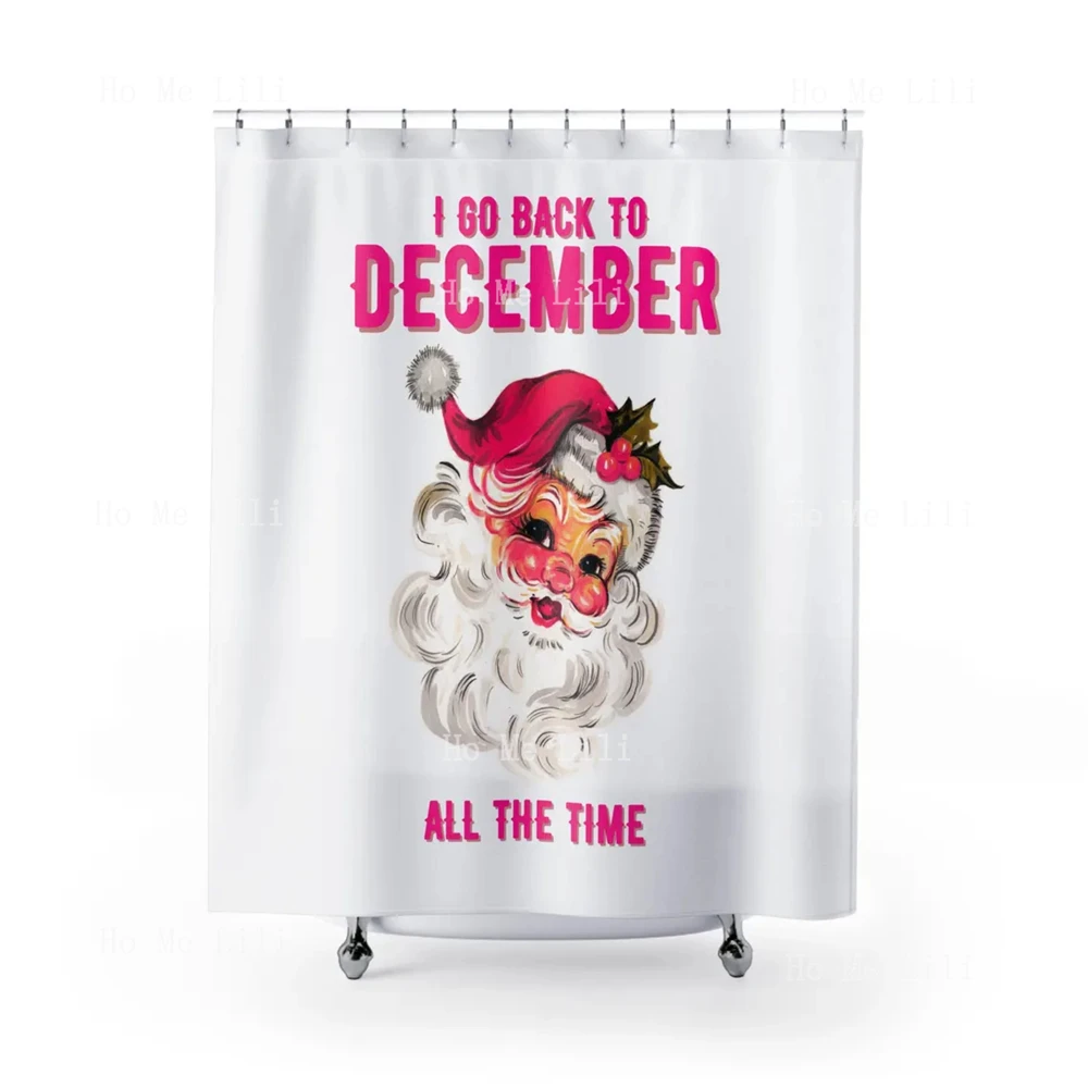 Pink Santa Shower Curtain Back To December Vintage Bathroom Holiday Decor