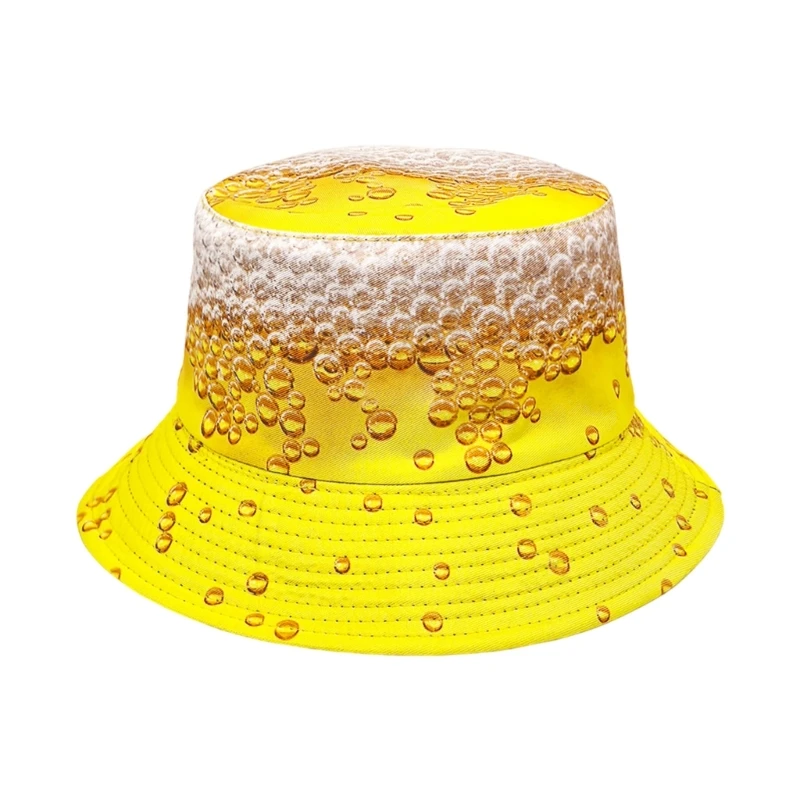 Popular Beer Bubble Pattern Fisherman Hat for Adult Teens Packable Reversible Bucket Hat For Holiday Event And Concerts