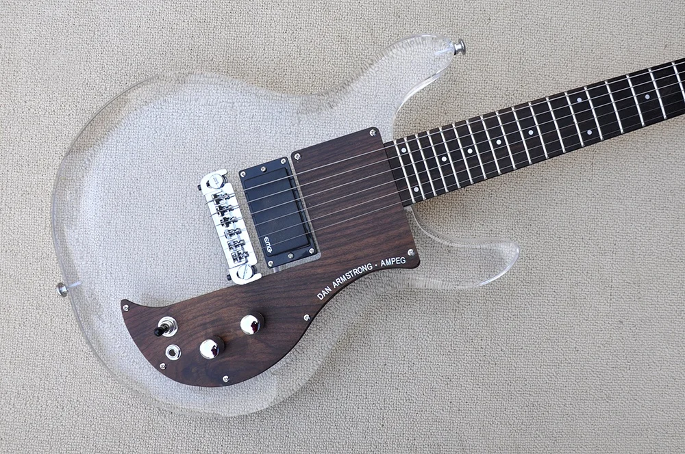 Flyoung High Quality Acrylic Electric Guitar Maple Neck Chrome Hardwares Wood Pickguard