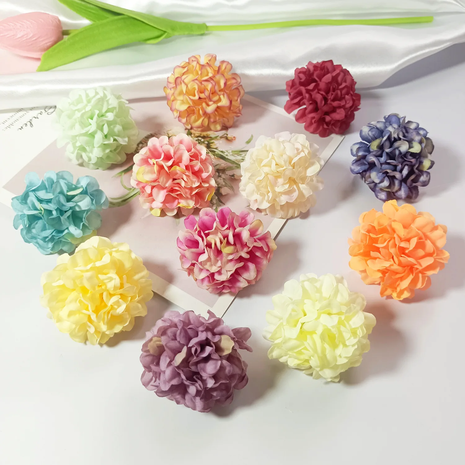

10Pcs Artificial Flowers Silk Hydrangea Flower Head For Wedding Party Home Decoration DIY Christmas Wreath Scrapbooking Craft