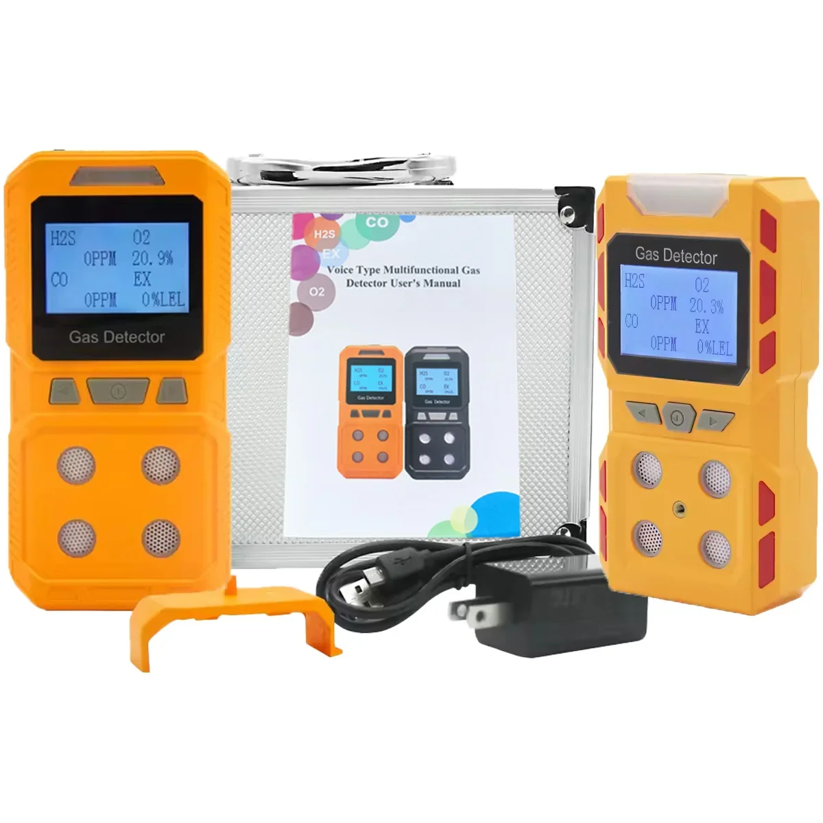 Portable High Precision 4 In 1 Toxic Hazardous Combustible Gas Detector O2 CO H2S Ex Handheld Rechargeable Multi Gas Analyzer