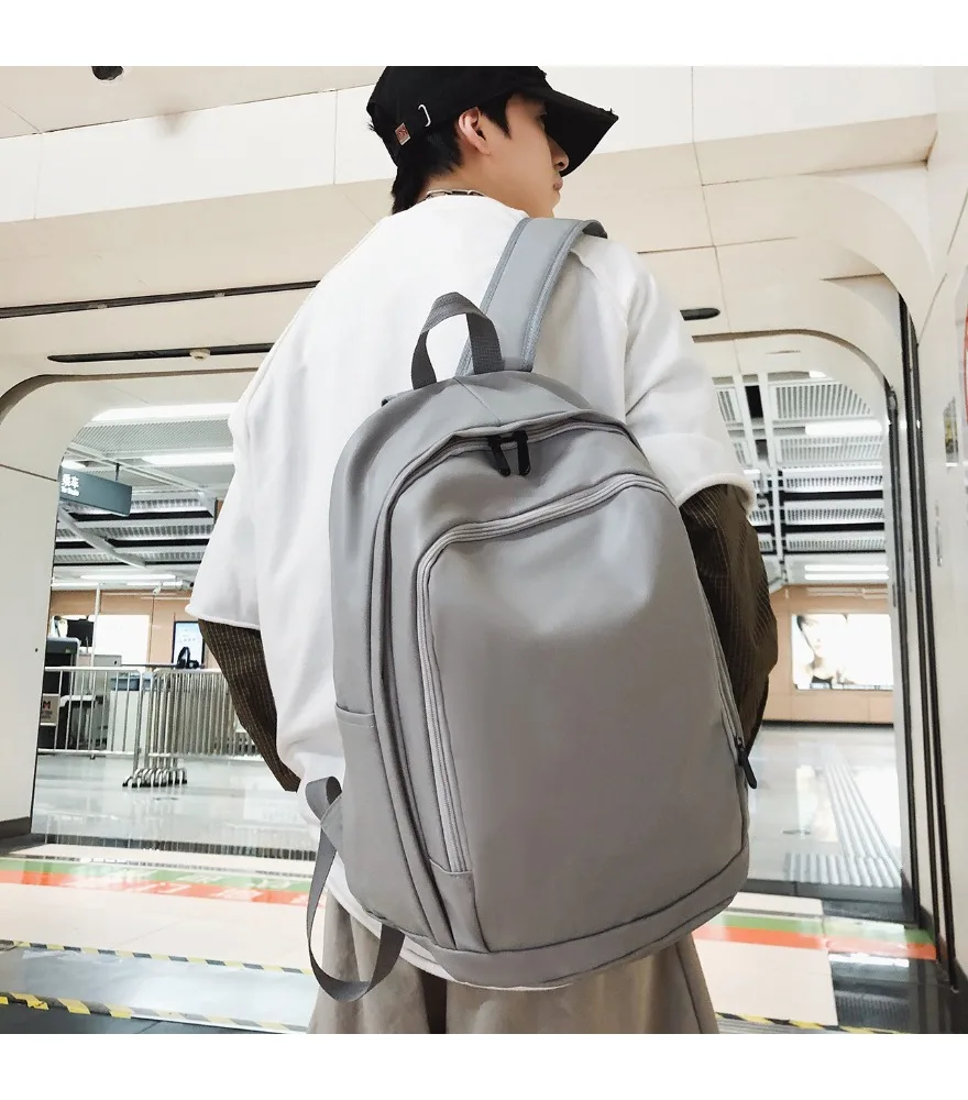 Versatile leather backpack large capacity computer backpack female student schoolbag male waterproof fashion