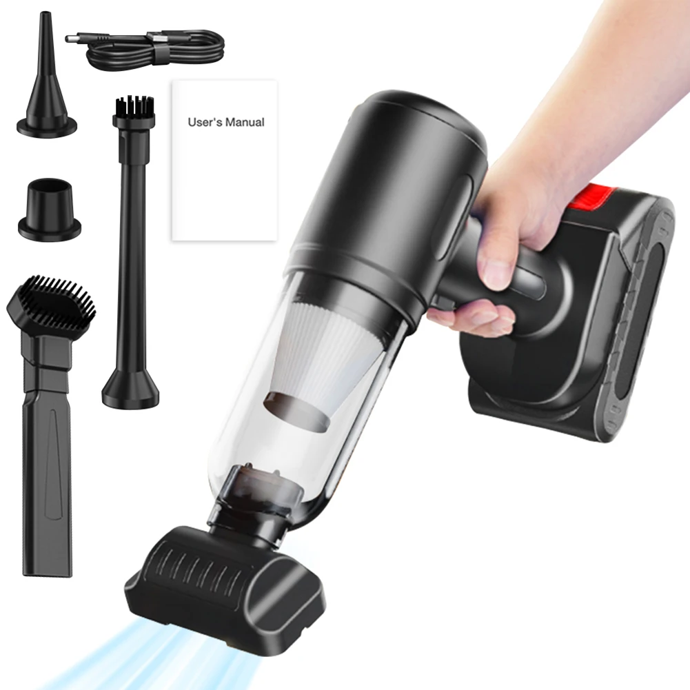 Rechargeable Vacuum Cleaner Car Vacuum Cleaner 6000mAh Lithium Battery Convenient Portable Cleaning Solution 12V Voltage