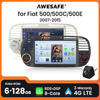 AWESAFE Wireless CarPlay for Apple Android 13 Auto Radio for FIAT 500 Abarth 2007 2008 2009-2015 Multimedia Screen Stereo GPS