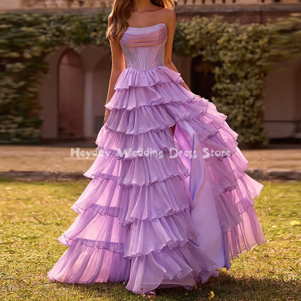 

Heyday Women's Pleats Chiffon Tiered Ruffles A Line Evening Dresses With Sleeveless Sparkly Formal Elegant Party Gown 2025