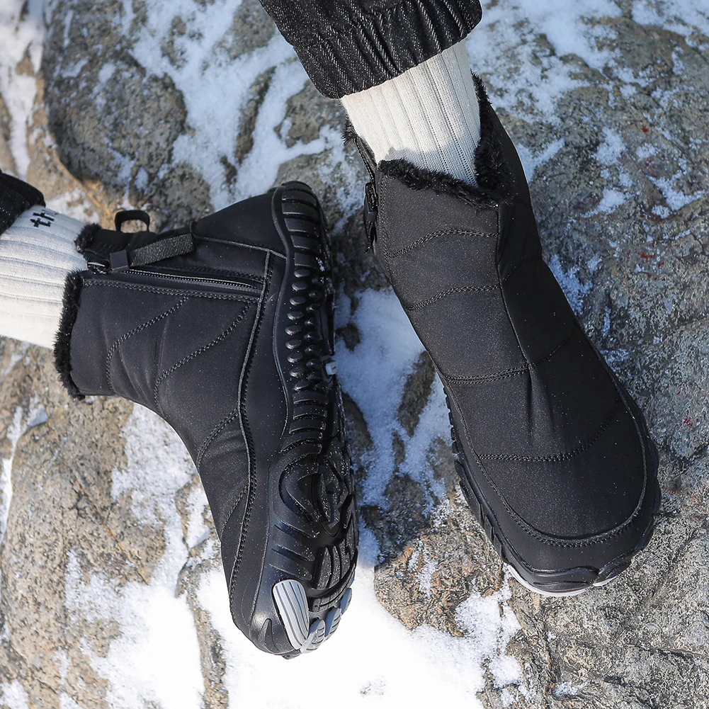 Winter Snow Boots Minimalist Barefoot Trainers Non-Slip Casual Ankle Boots Waterproof Fashion Warm Lined Booties for Men Women