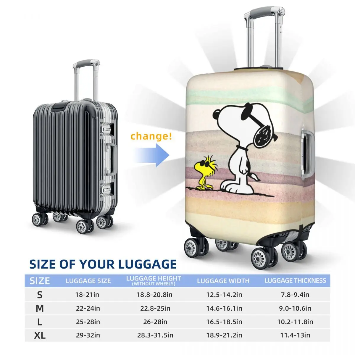 Custom Fashion Schattige Cartoon Snoopy Bagagehoes Beschermer Stofdichte Reiskoffer Hoezen