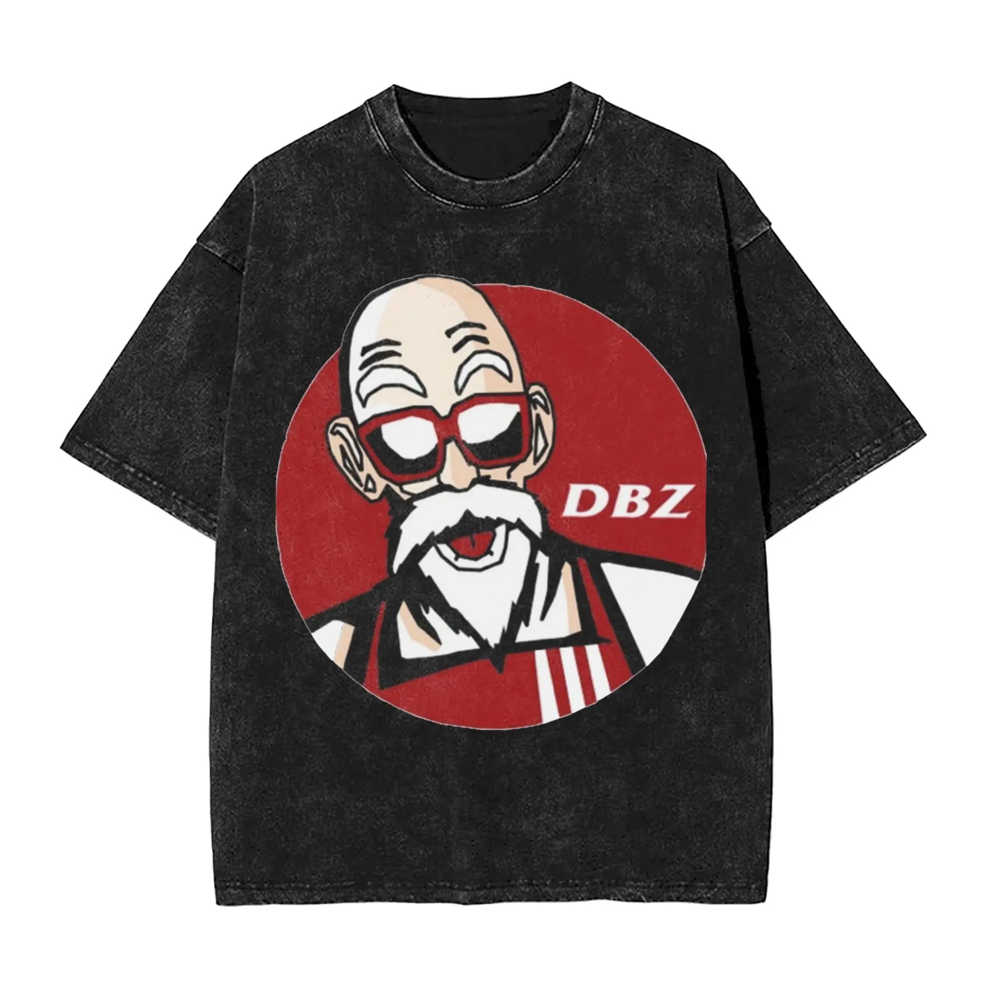 Washed T Shirt Kernal Roshi Dragon Ball HipHop Fashion T-Shirt Oversize Anime Streetwear 100% Cotton Graphic Tops Tees Men Women