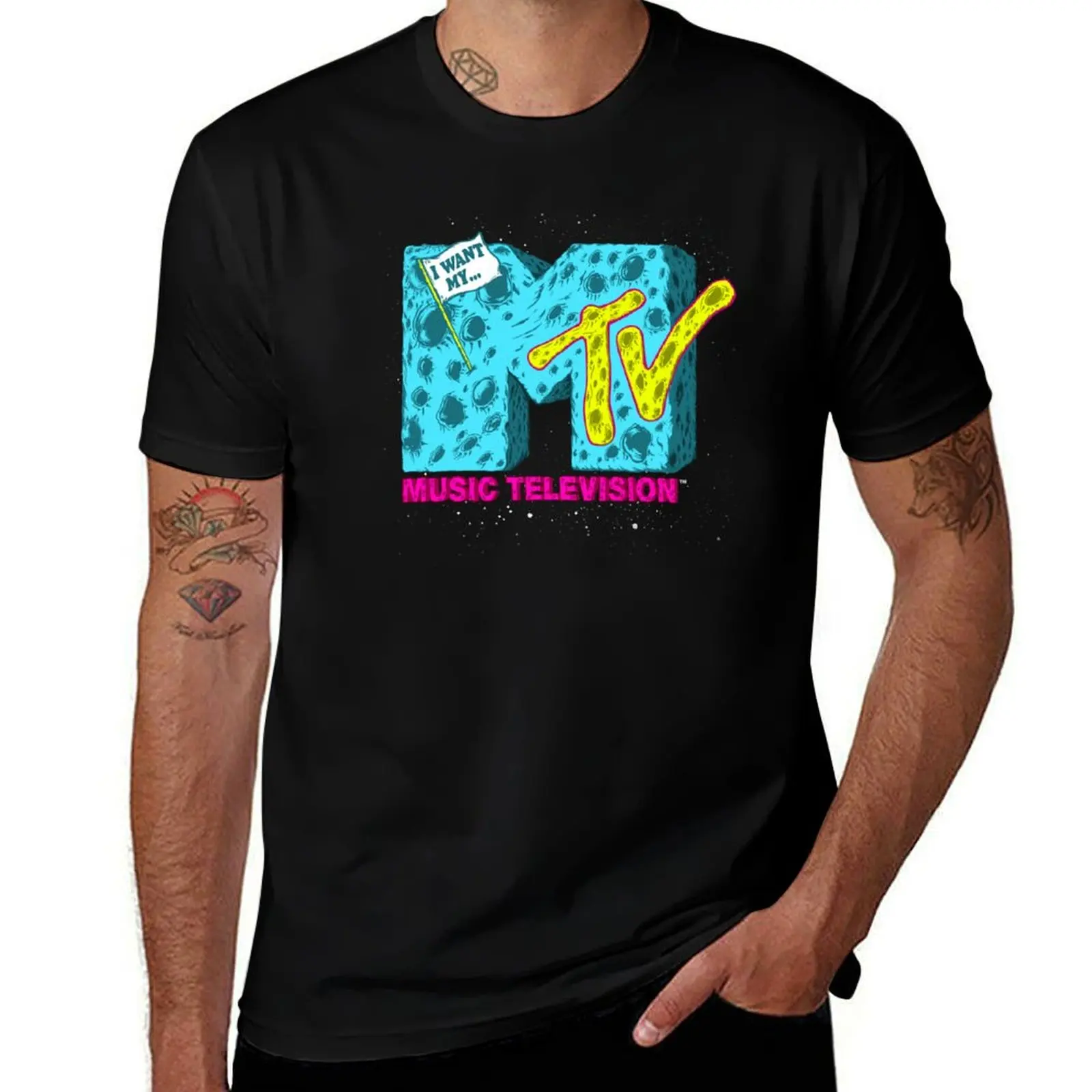 

MTV Galactic Moon Want Logo T-Shirt plain plus sizes hippie clothes graphic shirts shirts men graphic