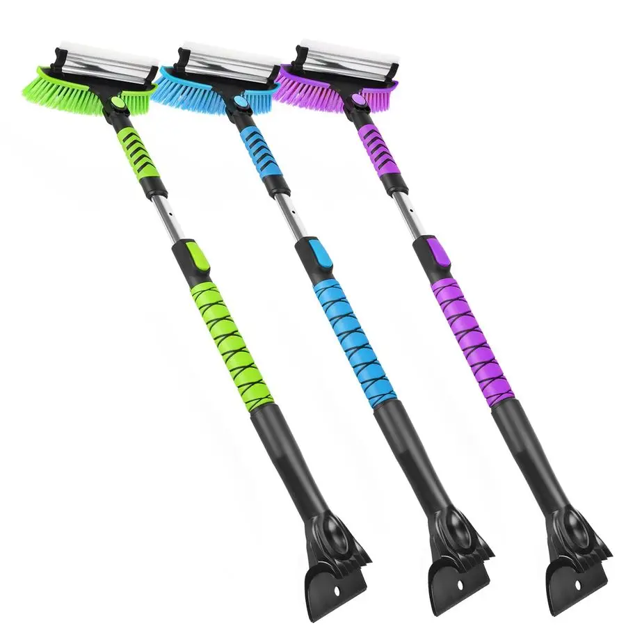 

3 in 1 Snow Brush with Ice Scraper for Car Windshield Extendable 43 inch, SUV Snow Removal with Squeegee Heavy Duty, 180 Rotatin