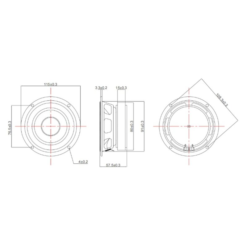 Universal 4.5Inch Round Speaker Stereo Sound System 25W 6Ω Premium Audio Accessories Audio Midrange Loudspeaker