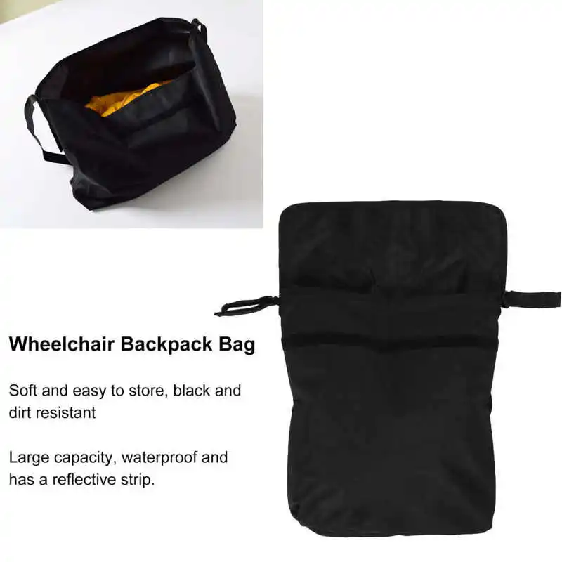 Adjustable Wheelchair Backpack Bag Reflective Stripe Rolling Walkers Storage Accessories for Elderly Handicapped Disabled