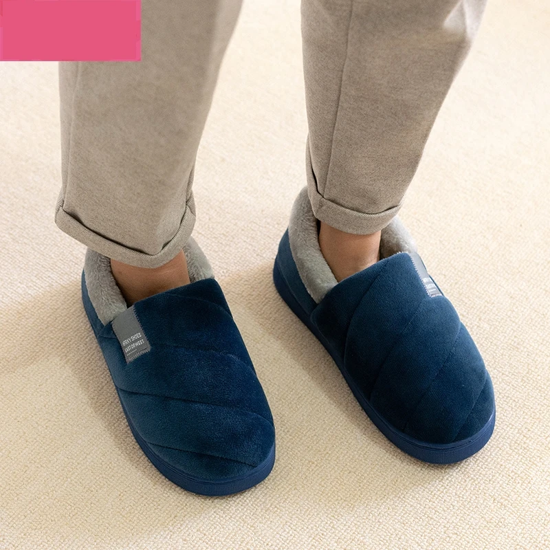 Winter Warm House Slippers Indoor Outdoor Cotton Plush Shoes Eva Lightweight Cozy Fur Lining For Men Women Family Comfort