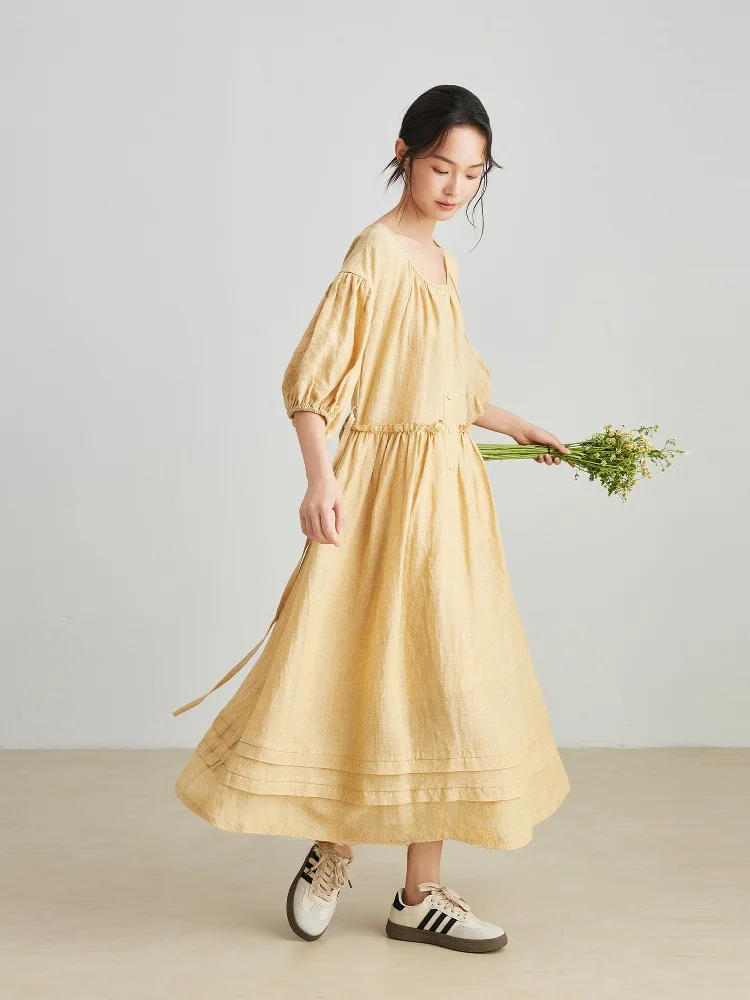 

Женское модное платье миди Ele Retro Han Han Dr, новое, весна-лето, комфортное, свободного кроя, с дизайном на талии