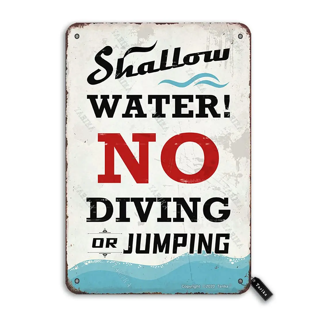 Pool Warning Metal Sign Vintage Pool Decor Shallow Water No Diving Or Jumping Tin Poster Club Home 8x12 Inches