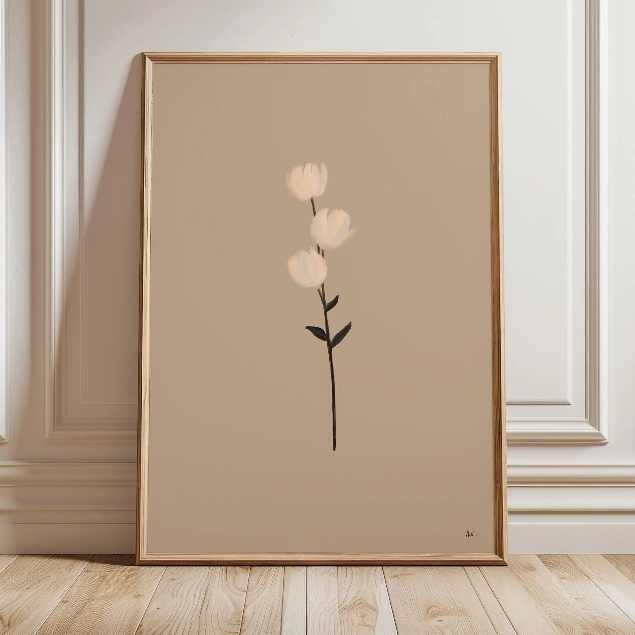 1pc frameless Canvas Painting Minimalist Floral Print Vintage-Inspired Wall Art Terra Cotta Home Decor,Simple Home Decoration Pa