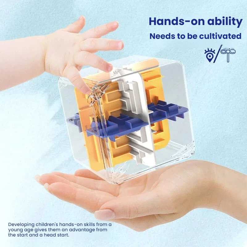 Puzzle trasparente con cubo magico labirinto 3D - Giocattolo educativo con cubo di velocità a sei lati per bambini, ideale per compleanno o regalo di Natale