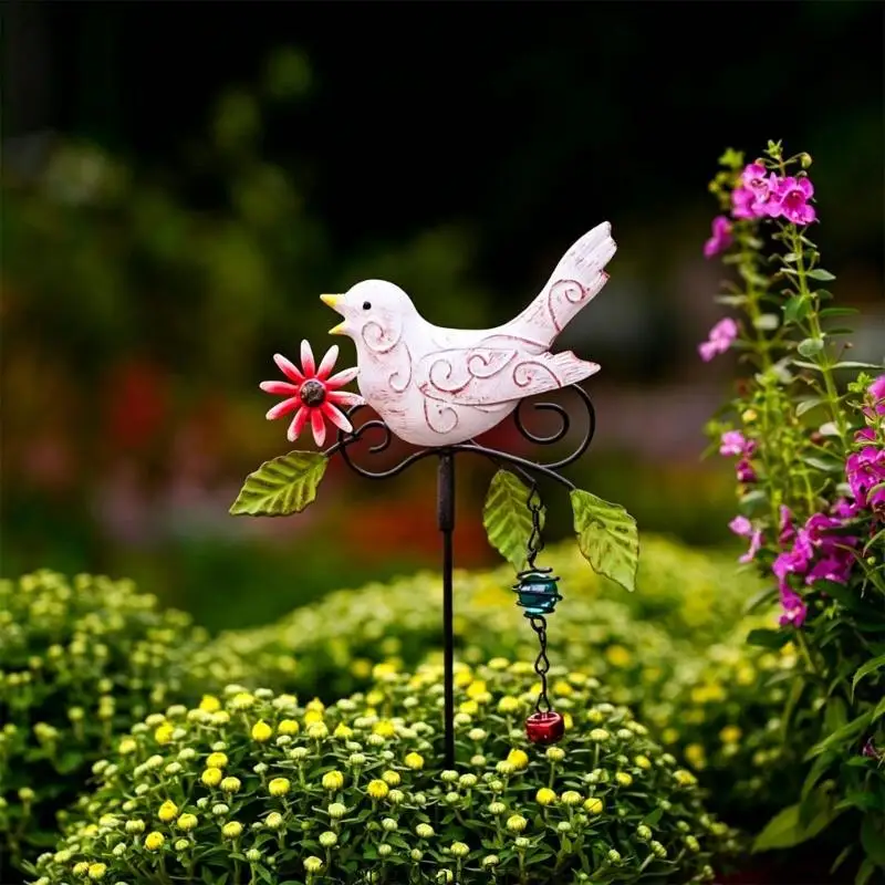 Shaking Head Bird Metal Garden Statue Bird Decorative Yard Stakes Outdoor Sculpture For Lawn Flower Bed Patios Yard Art 3XUF