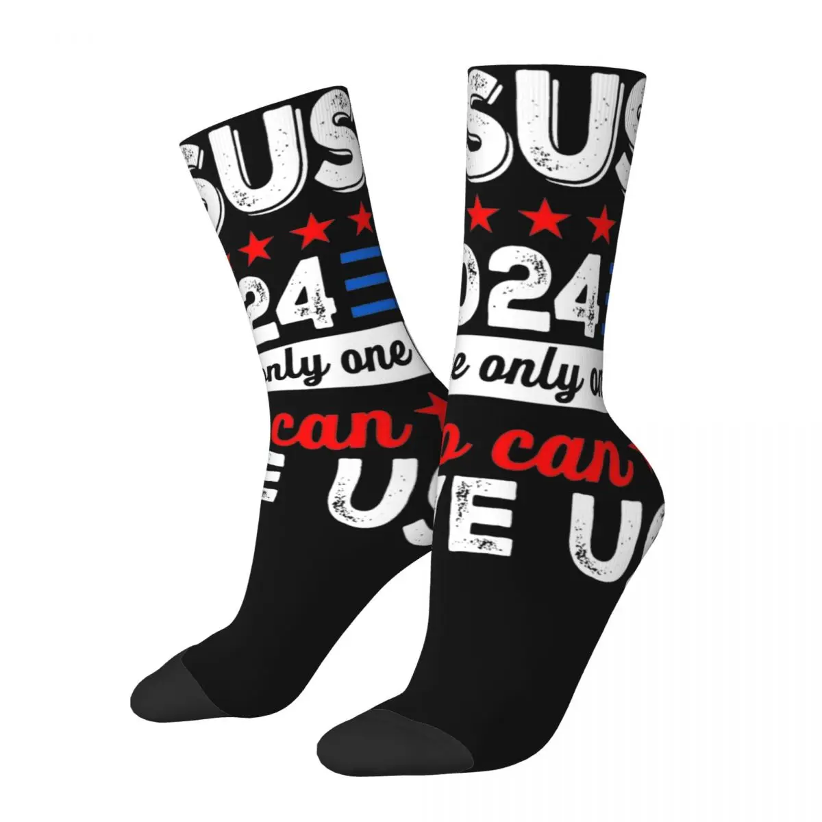 Colorful Jesus 2024 He's The Only One Who Can Save Us Design Basketball Socks Merch Spring Autumn Winter Super Soft Long Socks