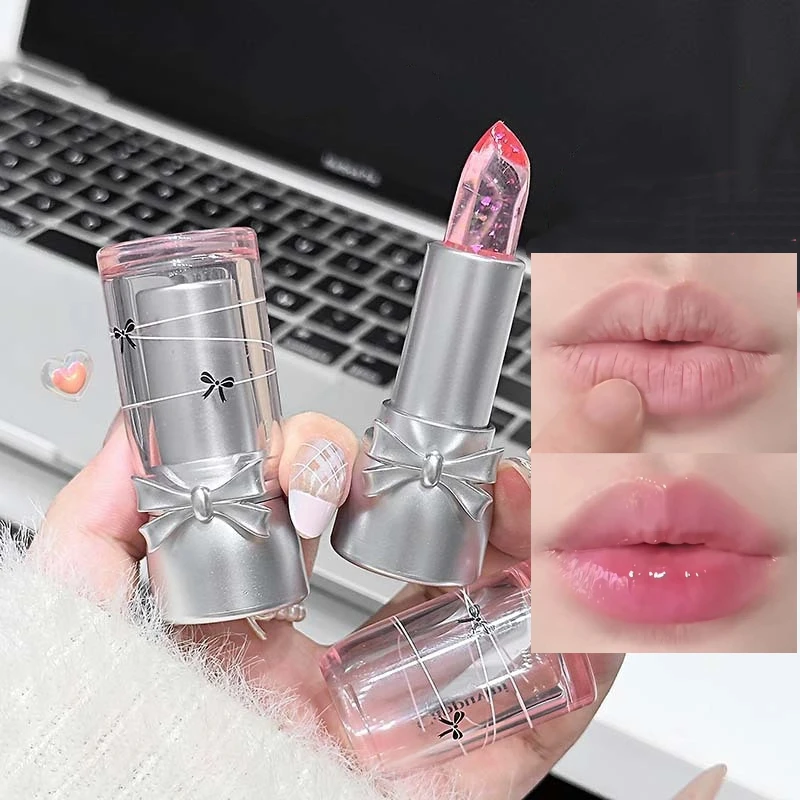 Farbwechselnder Lippenstift, transparentes Gelee, natürlicher rosa Lippenstift, Tönung, feuchtigkeitsspendender Temperaturwechsel, Lippenbalsam, Lippenpflege, Make-up