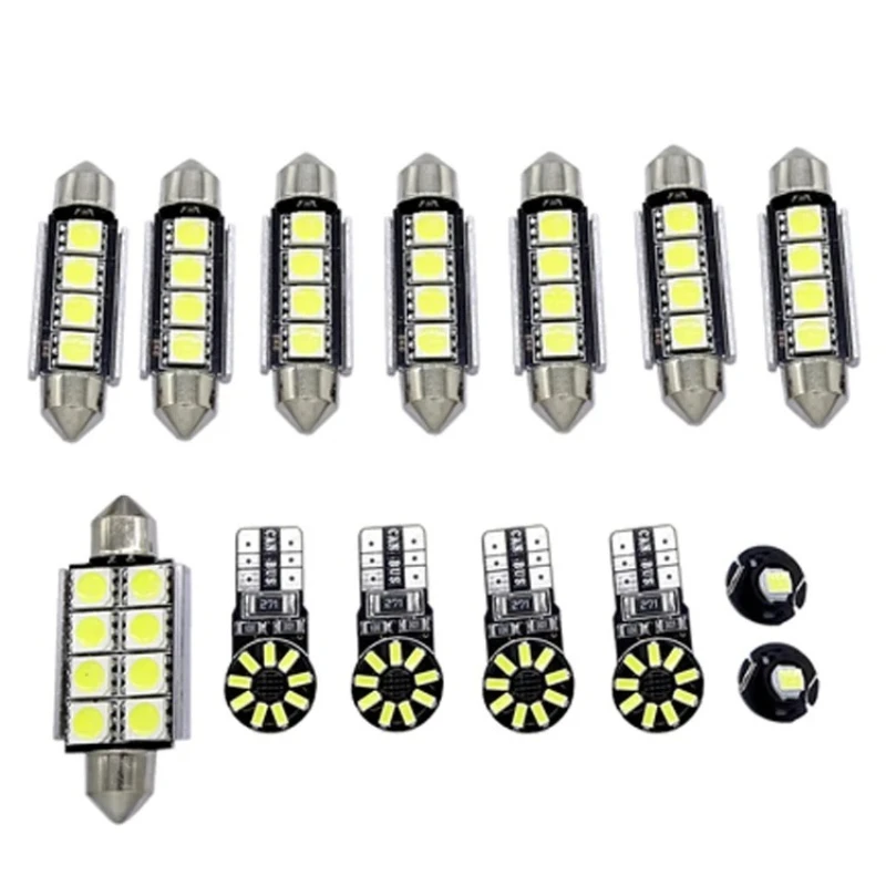 

14 Pcs 41mm T10 4SMD 5050 LED White Blue Dome Festoon Car Light Canbus Error Free for VW Golf MK4