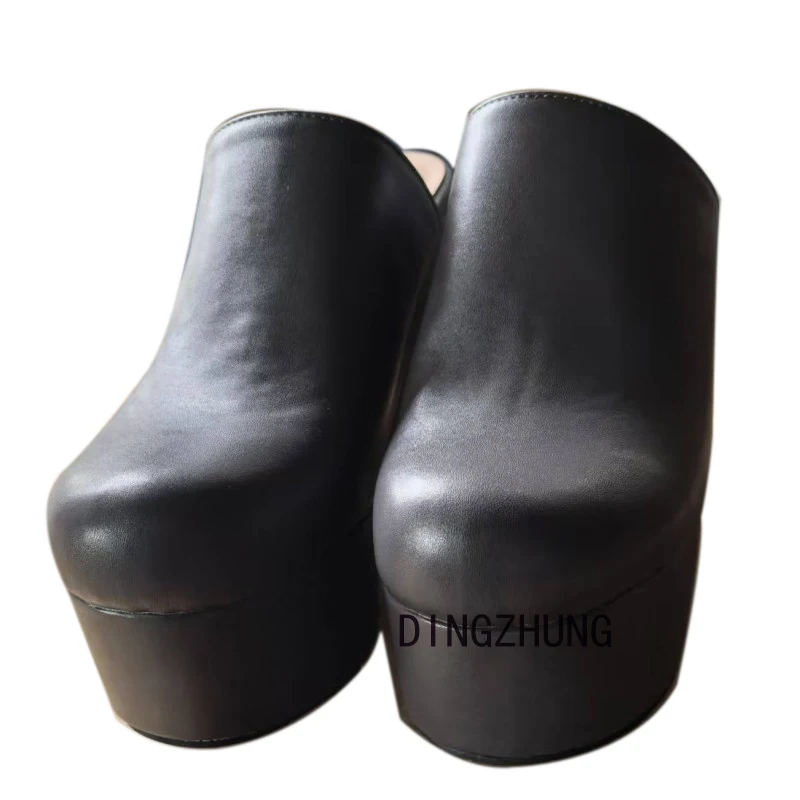 DIZHUANG shoes Fashionable women\'s high-heeled slippers. About 11cm heel height. Closed toe slippers. Strange Style slippers.