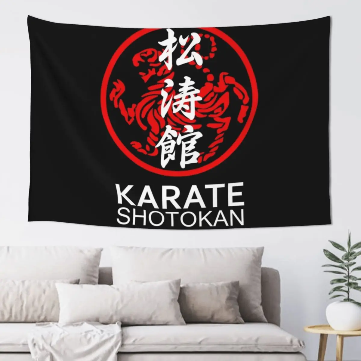 

Shotokan Karate Symbol and Kanji White Text Tapestry Home Decorations Room Decoration Accessories Outdoor Decor Tapestry