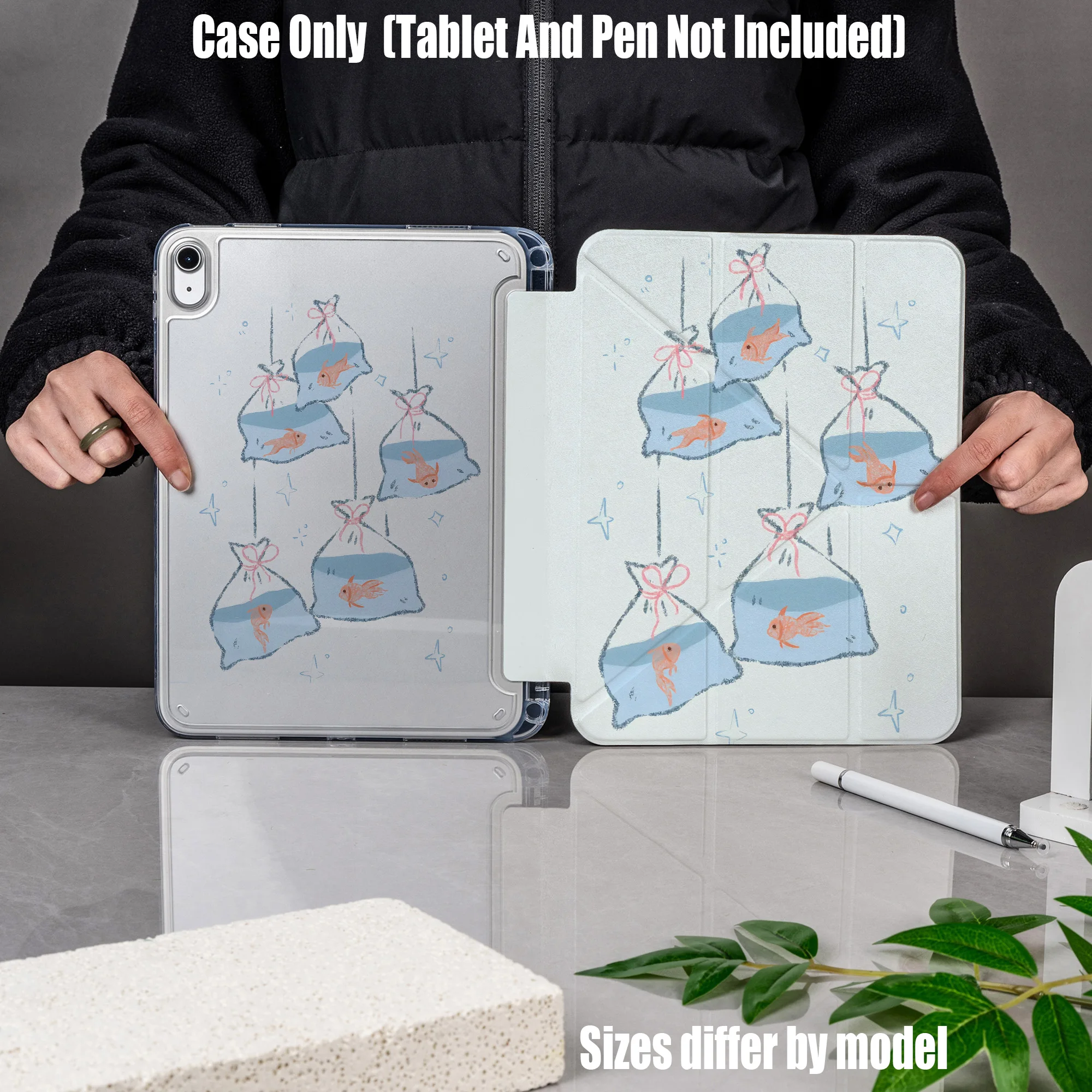 

Minimalist Y-Fold Acrylic Gray Delicate Heart Art Print iPad Case For Apple iPad Pro 12.9 Air 3 Mini 5 9th Gen Cover