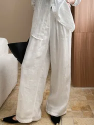 Spring and Autumn Women's Casual Solid Color High Waist Loose Wide Leg Pants