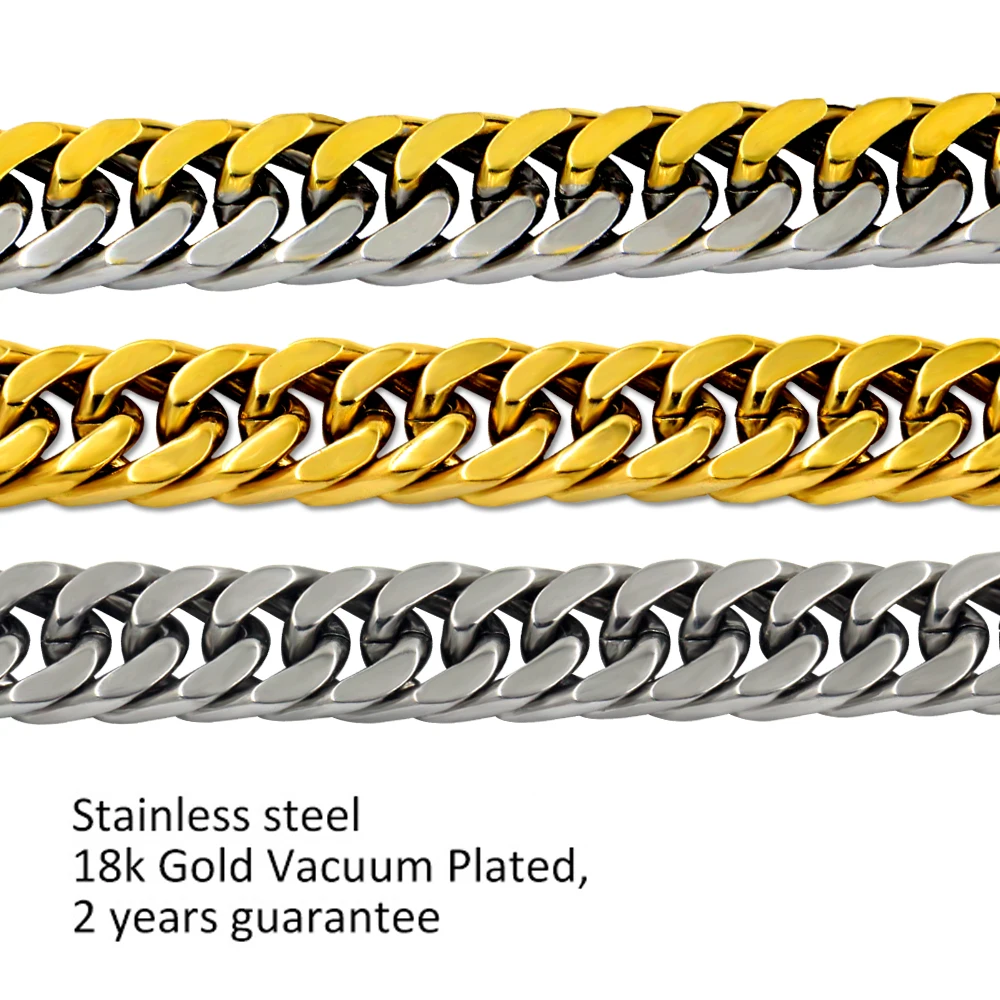 LUXUSTEEL 7 مللي متر الشرير الفولاذ المقاوم للصدأ الكوبي كبح ربط سلسلة للنساء الرجال الذهب اللون قلادة الهيب هوب ميامي الذكور المجوهرات بالجملة