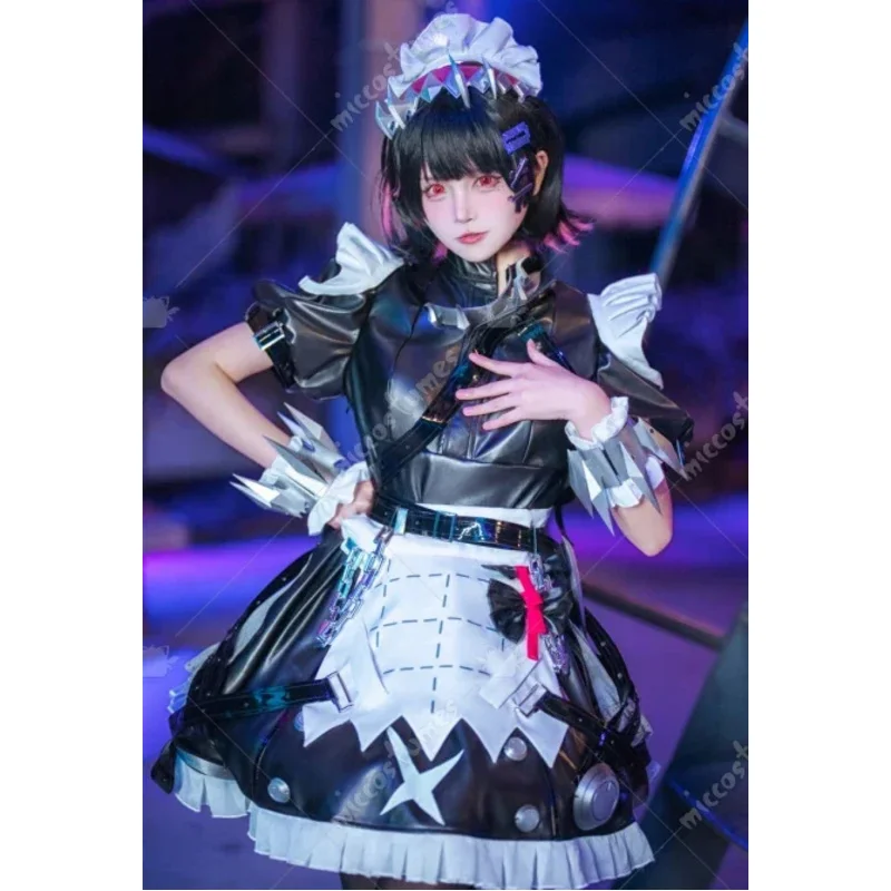 Miccostumes 여성용 엘렌 조 의상 메이드 복장 세트 드레스 앞치마와 헤어밴드 손목밴드 할로윈 코스프레 의상v;2,r'6;t.