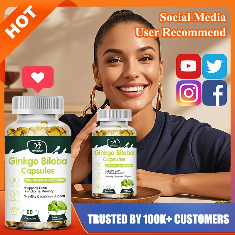 

Best Ginkgo Biloba Supplement, Support Memory & Concentration Booster, Brain Health, Promote Blood Circulation, Mood Stabilizer