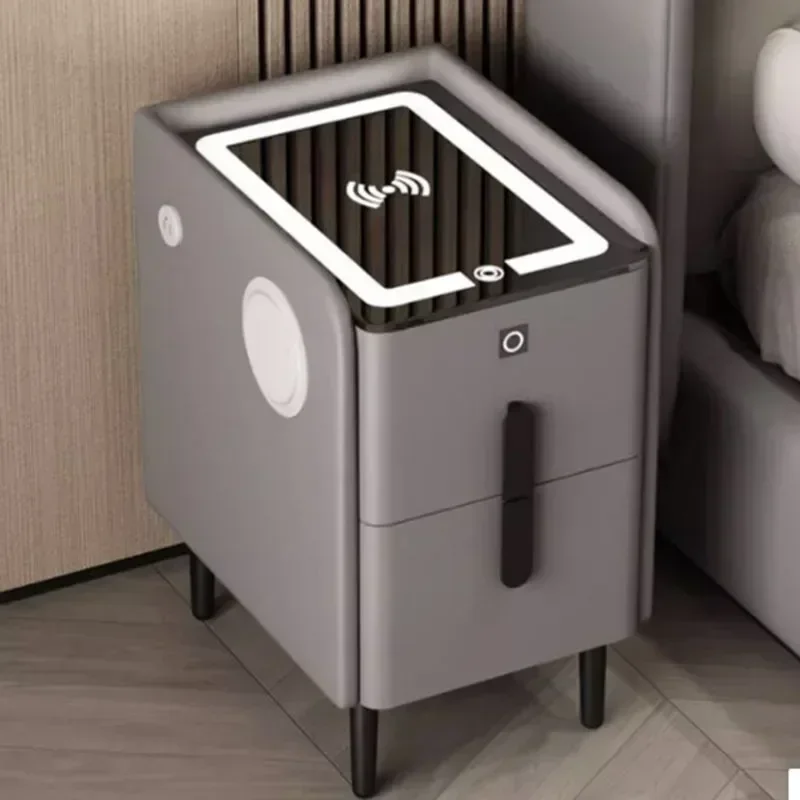 Outlet Usb Storage Night Table Modern Phone Charger Wireless Mobile Night Table Side Fingerprint Criado Mudo Home Furniture