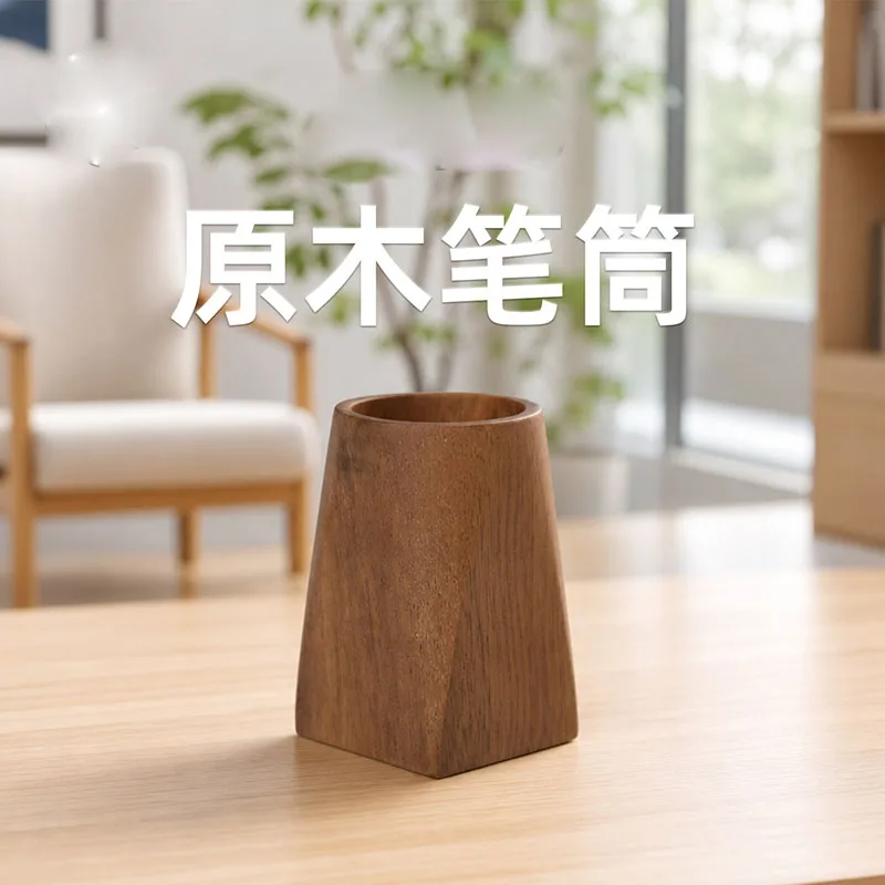 Wooden Pen Holder for Calligraphy Brushes, Vintage Desk Organizer & Decor