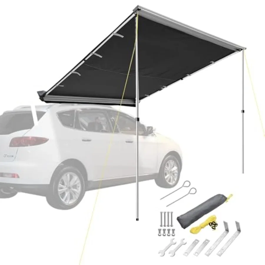 

Retractable Vehicle Awning with Blackout Coating 6.6'x8.4' for SUV Truck Tailgate Outdoor Camping and Overlanding Shade on Roof