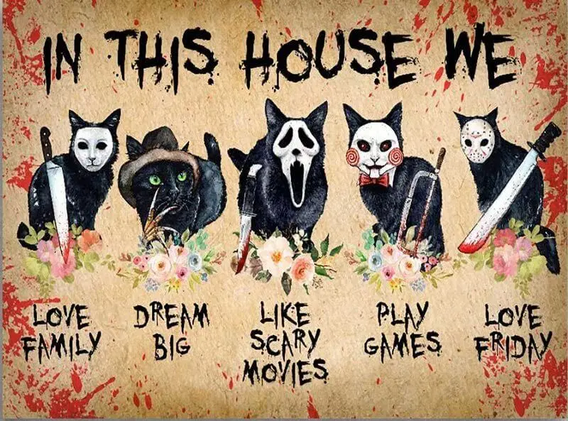 

Halloween In This House We Movies Print Art Canvas Poster for Living Room Decoration Home Wall Decor Picture