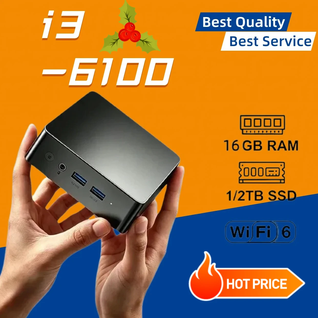 Intel Core i3 6100 MINI PC 16GB RAM  1TB/2TB SSD WIFI 6 BT5.2 4K HD Mini Gaming Office Study Pc