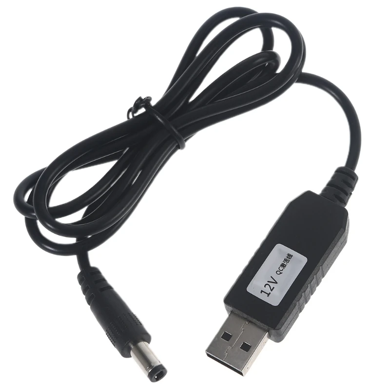 QC3.0 USB to 9V12V 1.5A 5.5x2.1mm Step Up Line Converter Cable for WiFi Dash Cam Good Compatibility Lightweight