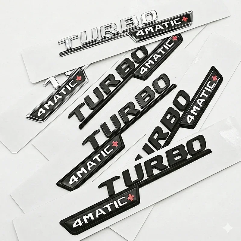2 szt. Emblemat TURBO 4MATIC+ do Mercedes Benz AMG W213 W205 W177 W167 A45S E63S GLE53, naklejka z logo na błotnik, akcesoria samochodowe