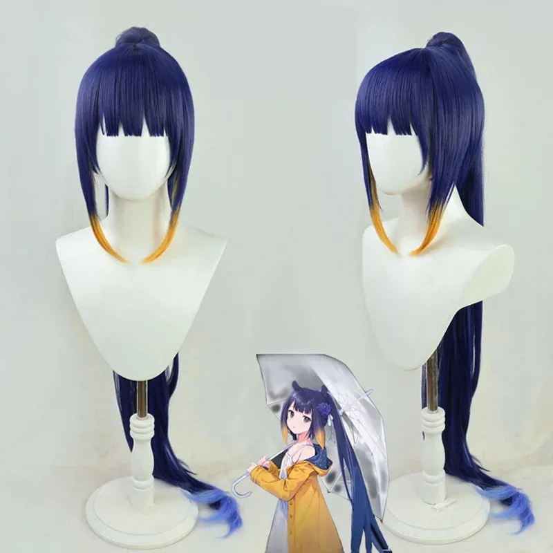 AAA 2025 VTuber Ninomae Ina'nis 가발 Hololive 영어 코스프레 Youtuber Girls 그라데이션 퍼플 옐로우 롱 스트레이트 내열성