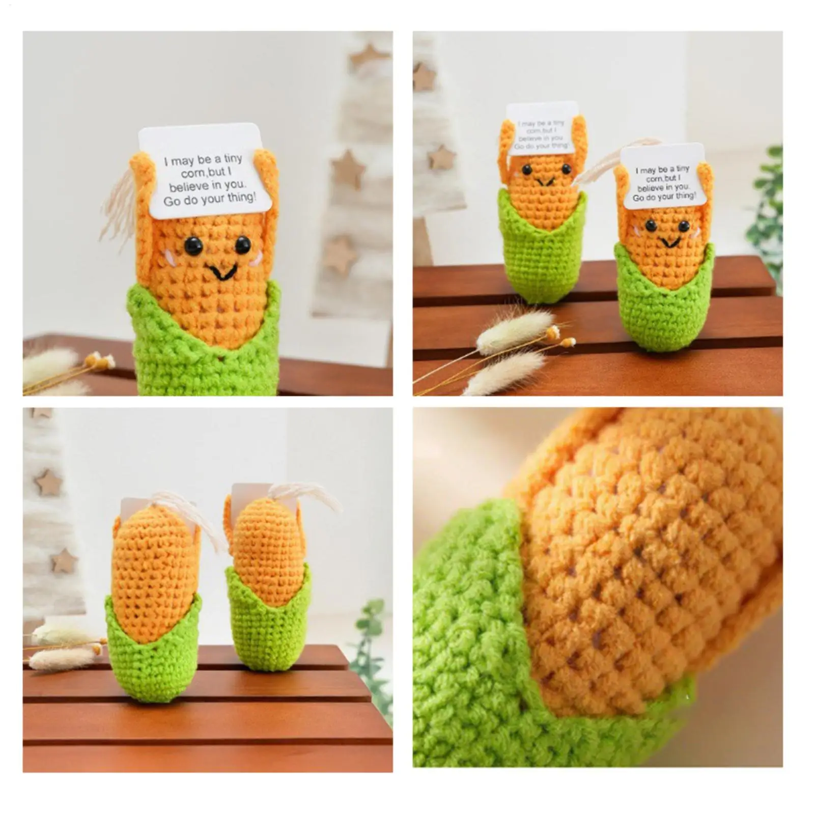 

Positive Crochet Corn Shape Decor Desk With Card Positive Support Crochet For Women Men Girls Boys Friends Students Coworkers