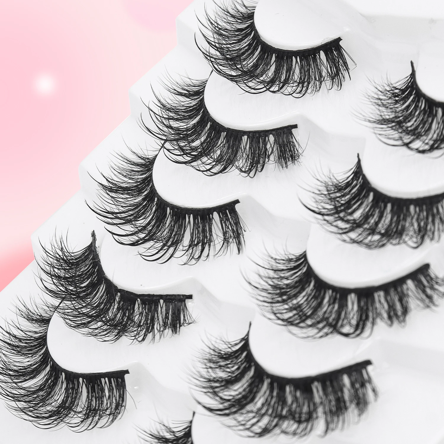 7 Pairs of Thick D Curly Cross-style 3D Fluffy Black Bouncy Cartoon False Lashes