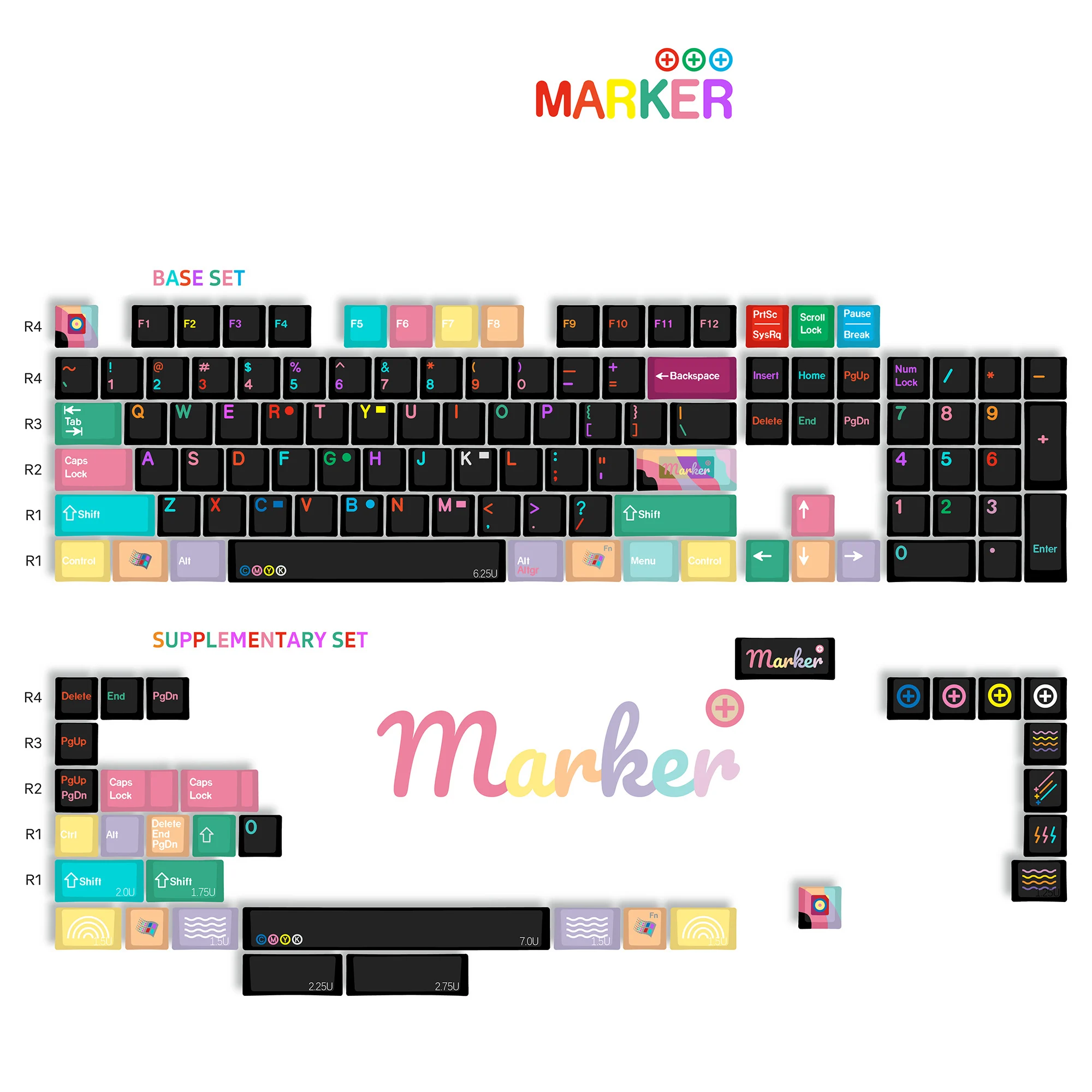 YMDK 134 مفتاح الكرز الشخصي 3 الجانبين تألق من خلال بودنغ ماركر موضوع صبغ الفرعية PC + PBT أغطية المفاتيح للوحة المفاتيح الميكانيكية MX