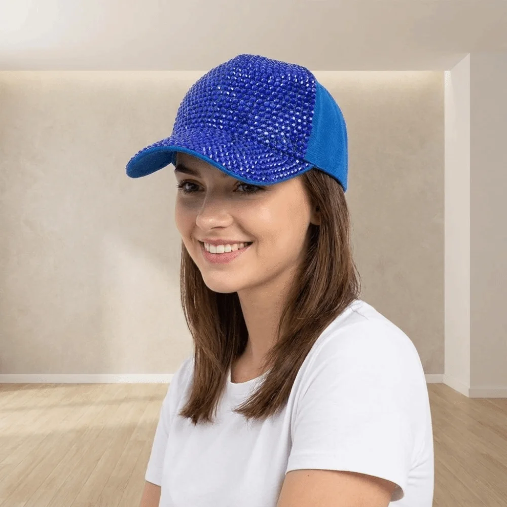 Solid Color Rhinestones Baseball Cap Adjustable Peaked Cap Sunscreen Sun Hat Korean Style Bling Bling Sunshade Peaked Cap Summer