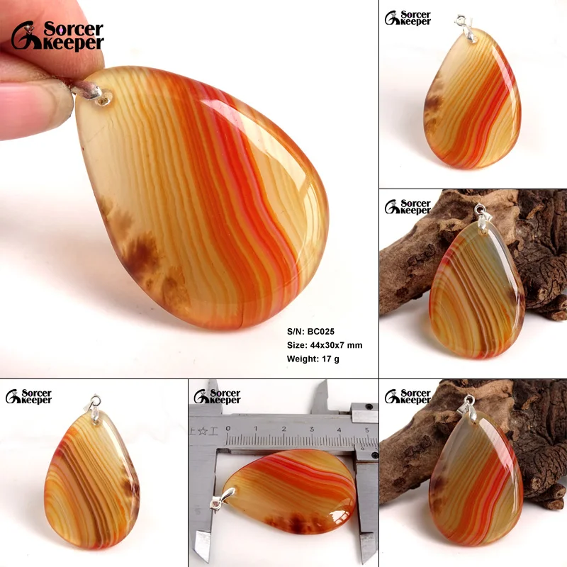 Natural Red Agate Pendants Charms Necklaces Women Men Crystal Slice Brazil Healing Reiki Stone Beads for Jewelry Making BC087