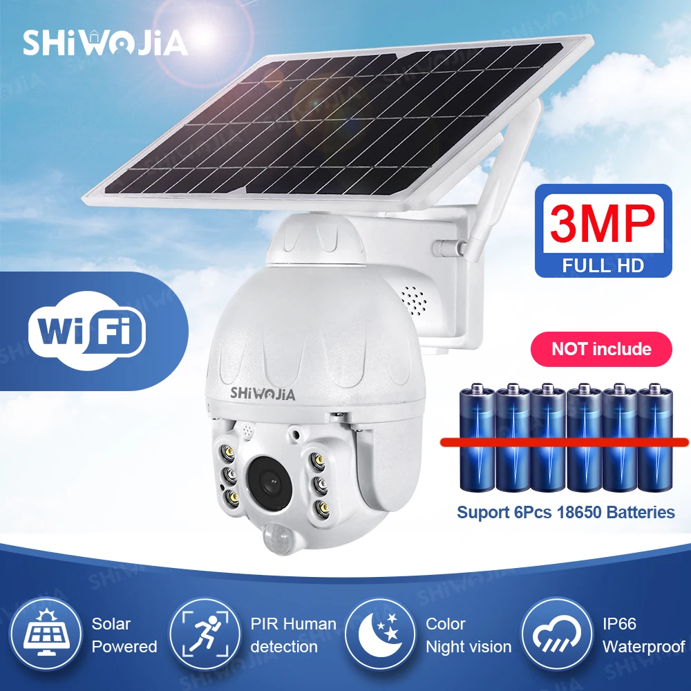 

SHIWOJIA солнечная панель камера Wi-Fi версия PTZ 4X 1080P открытый беспроводной монитор безопасности водонепроницаемый CCTV умный дом наблюдения