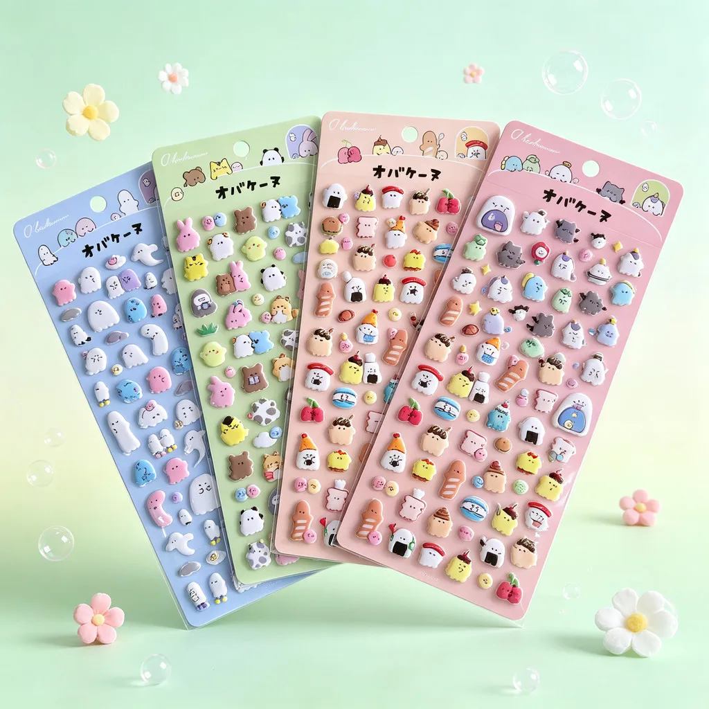 Kawaii Japanese Ghost 3D Sponge Stickers 4pcs Set Waterproof Decorative Decals for Phone Scrapbooking Craft Giajar Sticker Store