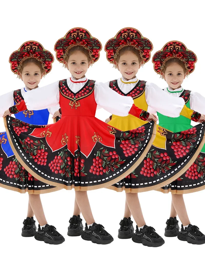 New Russian Folk Style Girl Princess Dress Children's Halloween National Costume Stage Cos Special Style Performance Set