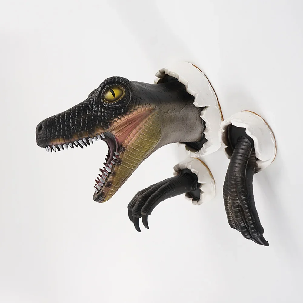 3pcs/set Wallbreaking Velociraptor Wall Pendant S Resin Model Action Figures Toys Statue Collection Home Decoration Gift